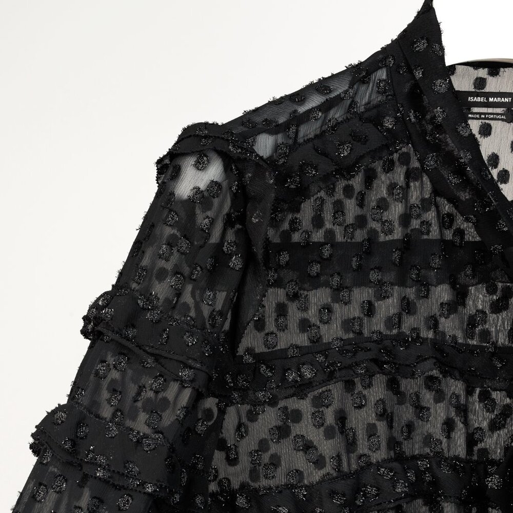 Isabel Marant AW/16 Alba Black Fil Coupé Polka Dot Blouse - Picture 5 of 11